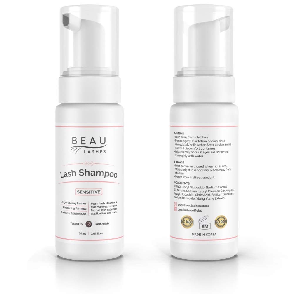 White Smoke Eyelash Extension Foam Cleanser Shampoo & Brush (150ml) - Oil Free Sensitive Paraben & Sulfate Free Eyelid/Lash Foaming Wash Cleaner To Remove Makeup & Mascara - Ideal For Salons And Home Care