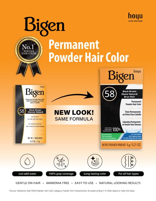 White Smoke #58 Black Brown Bigen Permanent Powder - 12 Pack