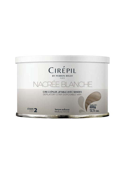 Light Gray Cirepil - Nacrée Blanche - 400g / 14.11 oz Soft Wax Tin - Creamy Strip Wax for Sensitive & Dry Skin - Gentle Pearl White Formula - Soothing Professional Body Depilatory Refill