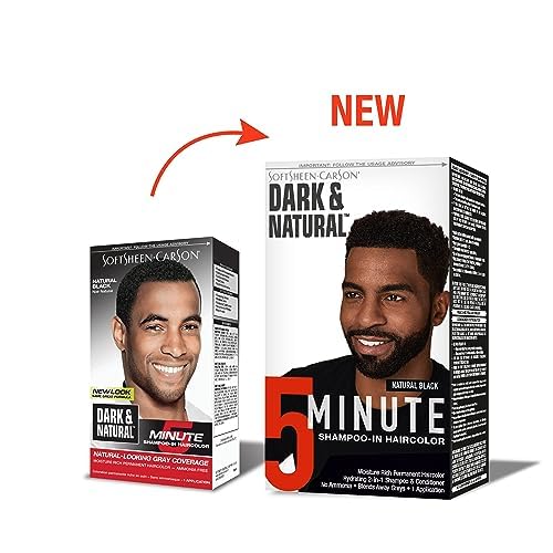 White Smoke SoftSheen-Carson Dark & Natural Hair Color for Men 5 Minutes, Natural Looking Gray Coverage for Up To 6 Weeks, Shampoo-in Permanent Hair Dye, Ammonia Free, Natural Black, 2 Count
