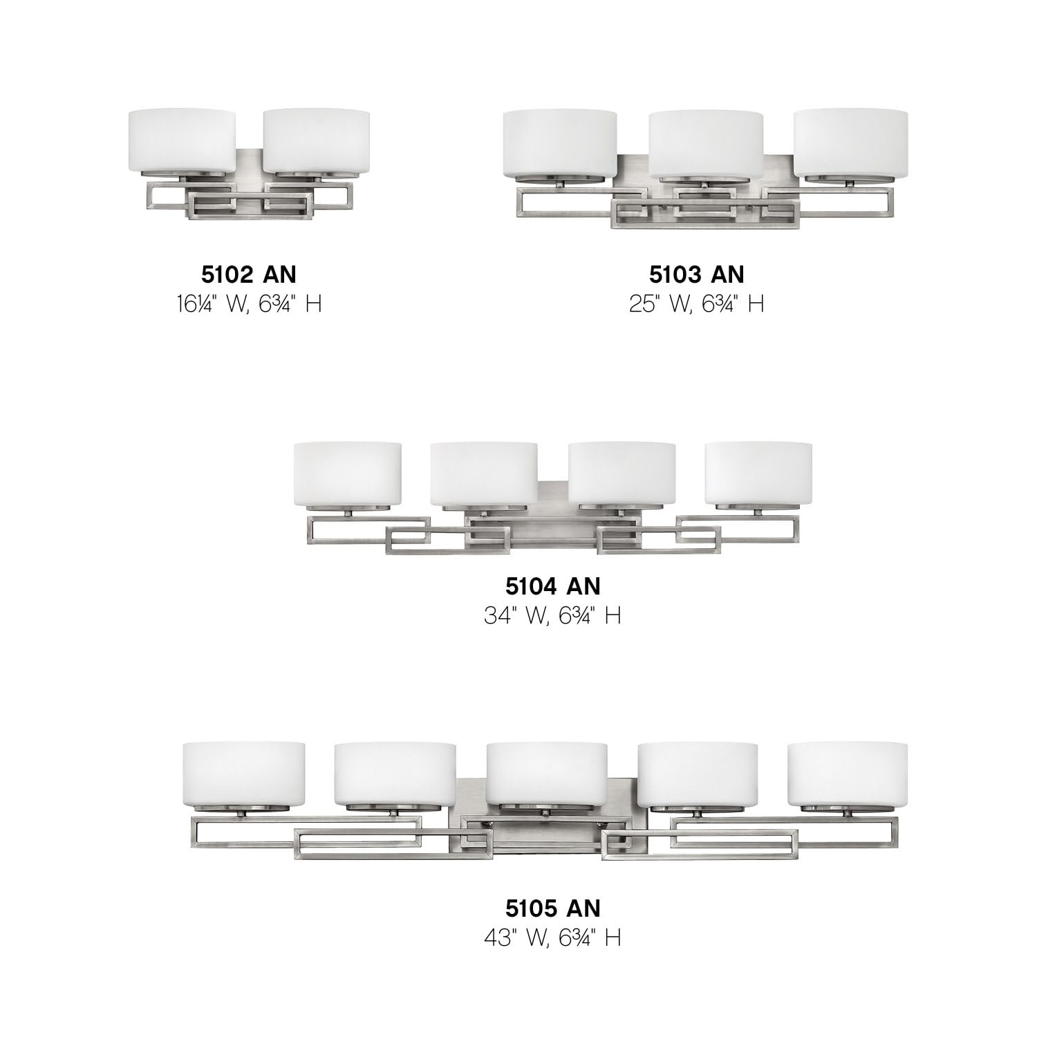 White Smoke Hinkley Lanza Contemporary Modern Five Light 300W G9 Bathroom Vanity Fixture, Antique Nickel