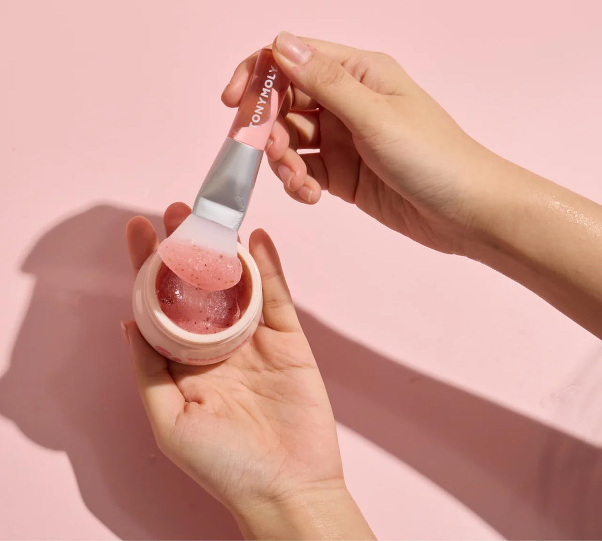 Pink TONYMOLY Strawberry Mushroom Sugar Scrub - Vitamin C, Antioxidant