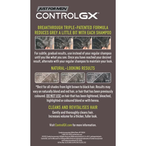 Dark Slate Gray Just For Men Control Gx 4 Ounce Shampoo 2-N-1 Grey Reduce Boxd 118ml Pack of