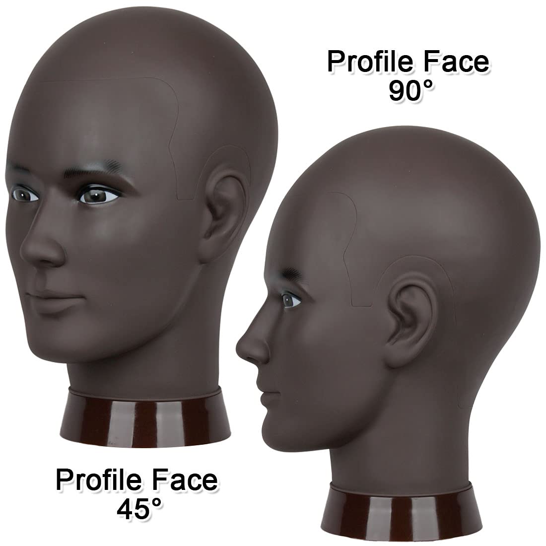 White Smoke Newshair Bald Mannequin Head Male Wig Head Professional Cosmetology for Wig Making and Display Hat Helmet Glasses or Masks Display Head Model with Free Clamp Stand (Black)