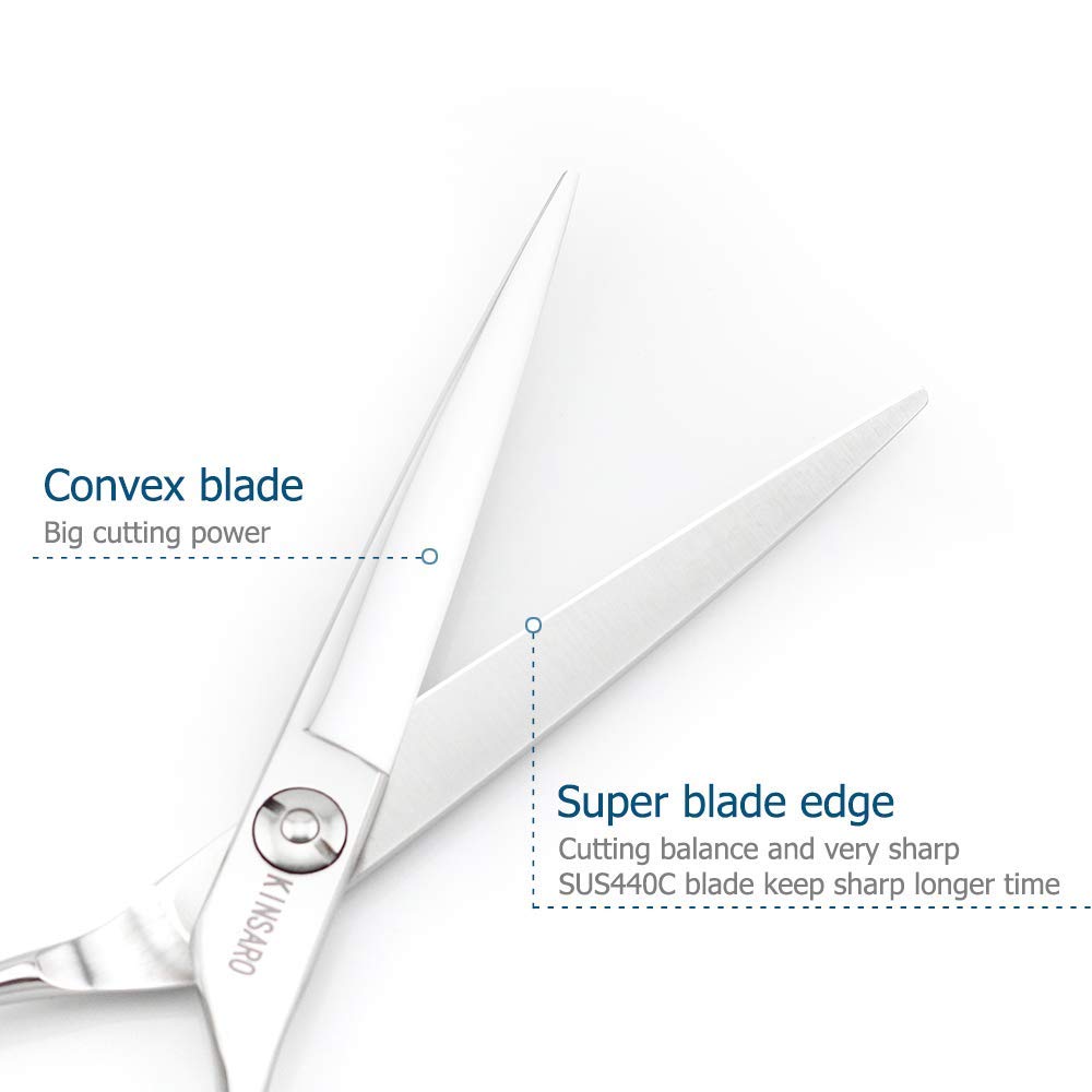 White Smoke 6 Inch Professional Hair Scissors Professional 440C Stainless Steel Hair Cutting Scissors – Hand-Sharpened Japanese Blades, Ergonomic Handle, Ultra-Sharp Barber Shears for Thick Hair & Dog Grooming