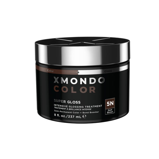 Black XMONDO Color 5N Dark Brown Color Depositing Mask & Glossing Treatment Infused with Bond Boosters for Nourishment, Revitalize & Repair, Vegan Formula, 8 Fl Oz