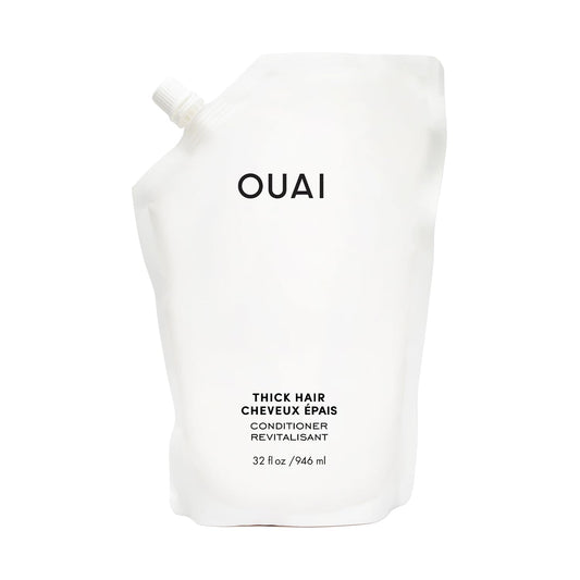 White Smoke OUAI Thick Hair Conditioner Refill - Moisturizing Conditioner for Dry, Frizzy Hair - Keratin, Marshmallow Root, Shea Butter and Avocado Oil - Paraben, Phthalate & Sulfate Free (32 Oz)