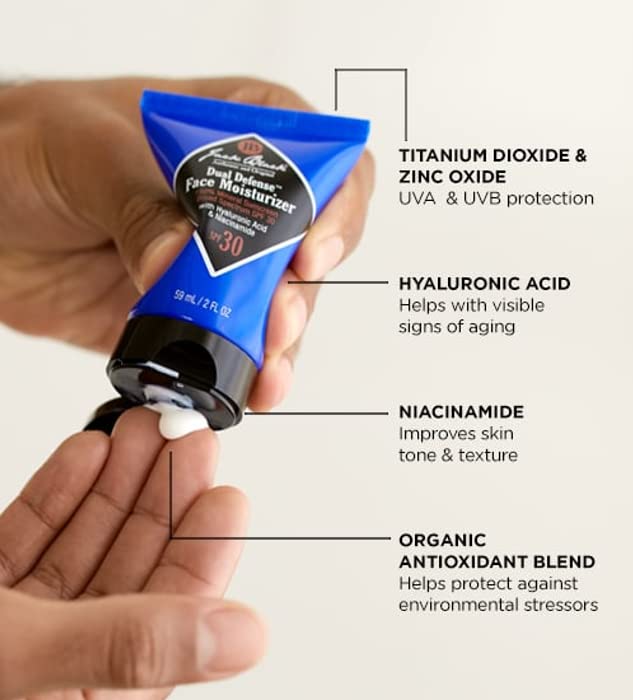 Lavender Jack Black Dual Defense Mens Face Moisturizer with SPF 30, 2 Fl Oz
