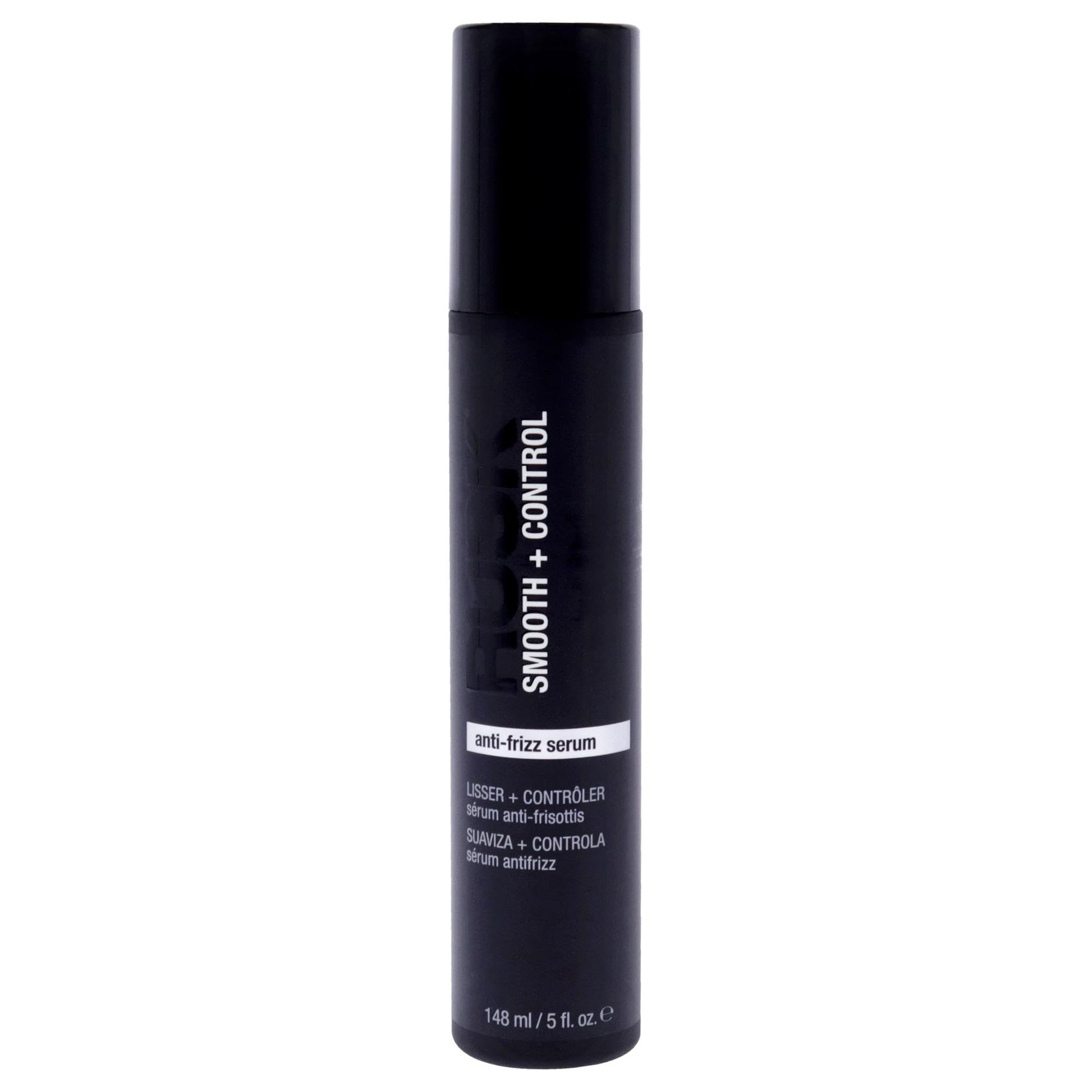 Black RUSK Anti-Frizz Serum, Smooth + Control, For Damp or Dry Hair, Smoothes and Prevents Frizz, 5 oz