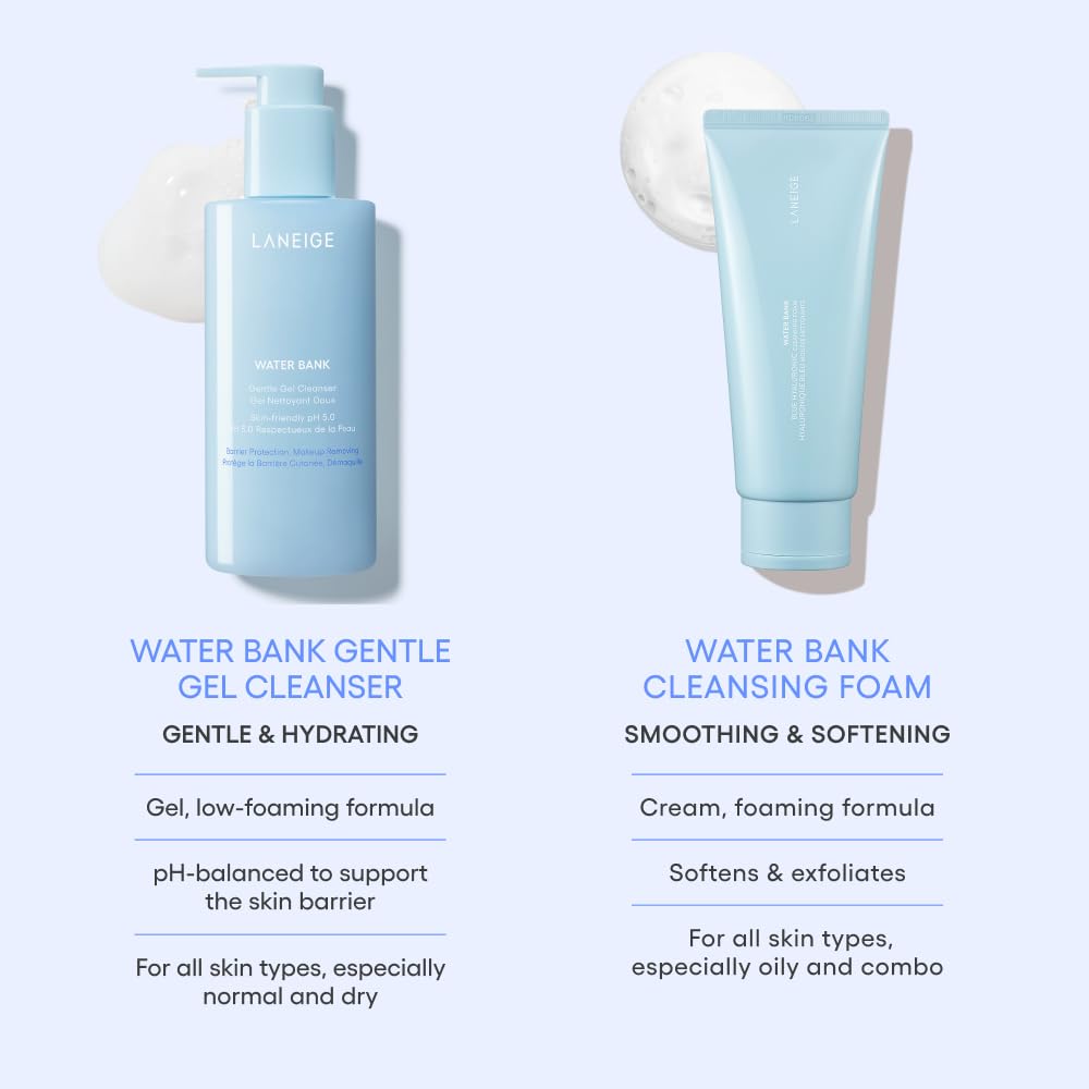 Lavender LANEIGE Water Bank Gentle Gel Facial Cleanser