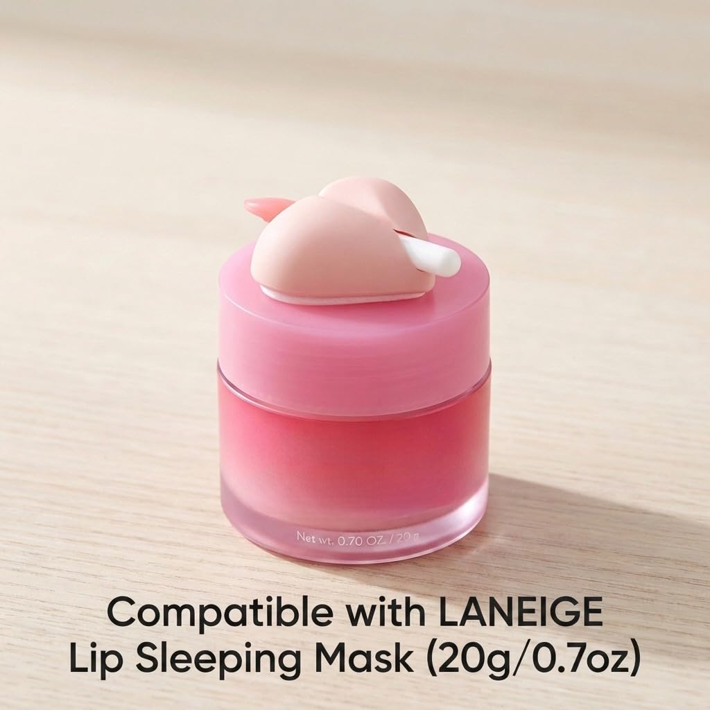 Antique White Veseek Lip Brush Covers,Lip Balm Brush Compatible with LANEIGE Lip Sleeping Mask,Silicone Sleeve Protector for Lip Brushes