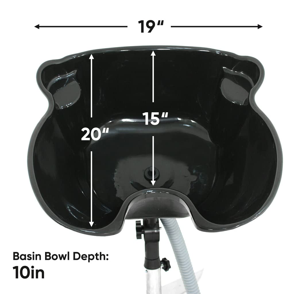 White Smoke ZENY Portable Shampoo Basin Height Adjustable Shampoo Bowl with Drain Hair Washing Basin Sink for Home Salon Hair Washing and Cutting