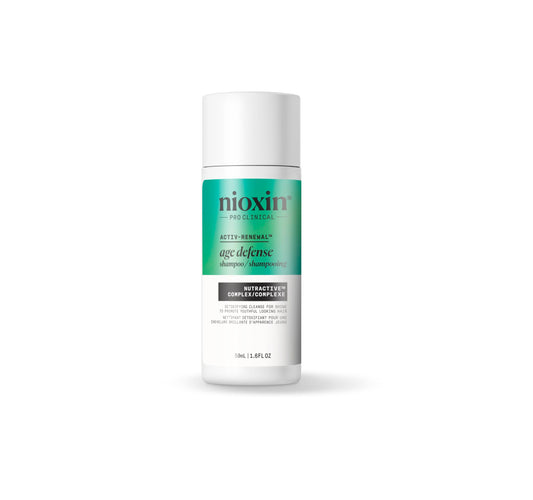 White Smoke NIOXIN Age Defense Shampoo for Aging Hair | Detox Scalp Cleanser with Niacinamide | 1.6 Fl Oz | 50mL