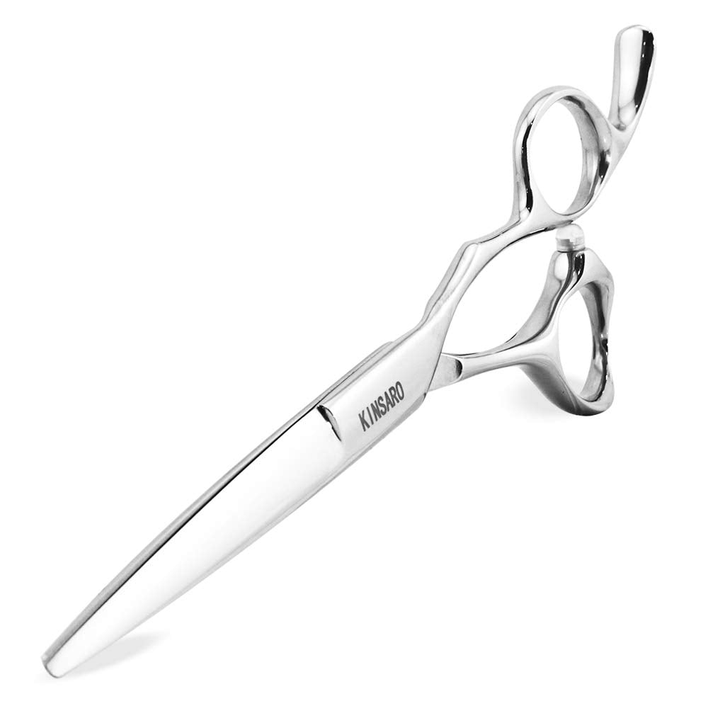 White Smoke 5.5" Professional Hair Scissors Barber Haircut Cutting Scissors Hairdresser 440C Hair Shears Blind Hole Convex Edge KINSARO for Hairdresser Barber or Home Use