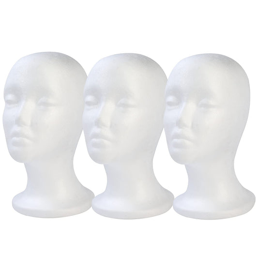 Lavender BALABALA 3 Pcs Foam Wig Head, Female Styrofoam Mannequin Hairpieces Stand Holder Cosmetics Model Head Wig Display for Style, Model, Display Hair, Hats, Hairpieces, Mask , Salon and Travel