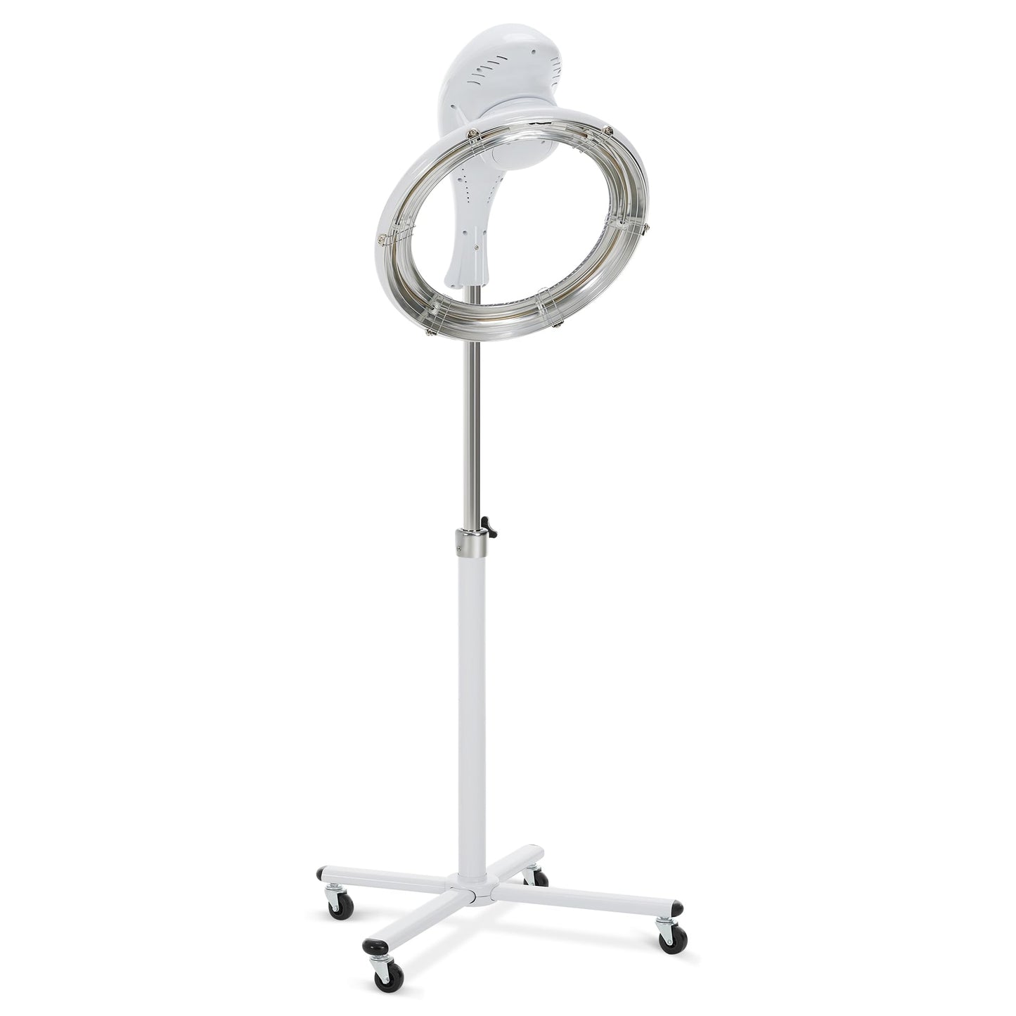 White Smoke BarberPub Orbiting Hair Dryer Processor with Adjustable Height & Smart Control Panel, 1100W Salon Hair Care Stand Station with Rolling Base for Hairstylist HDP01 (White)