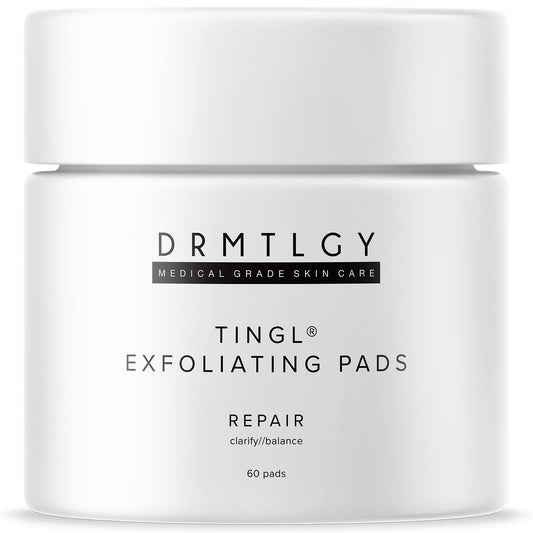Lavender DRMTLGY Tingl Exfoliating Face & Body Pads – Glycolic, Lactic & Salicylic Acid for Acne, Pores, Blackheads & Wrinkles – AHA BHA Toner Pads for Oily Skin, Anti-Aging, FSA/HSA Eligible – 60 Count
