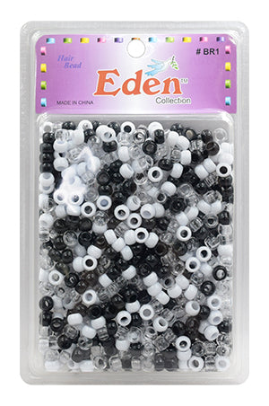 Eden Small Round Bead -Black/Clear/White #BR1M3 -pk