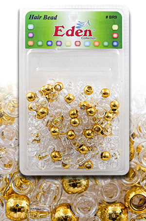 Eden XLG Blister Medium Round Bead -Gold/Clear #BR9MGC -pk