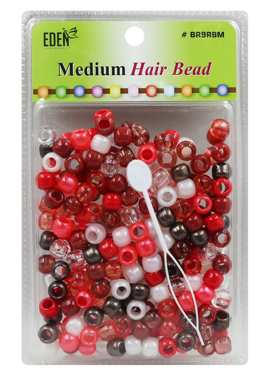 Eden XLG Blister Medium Round Bead -Red/Burgundy Mx #BR9RBM -pk