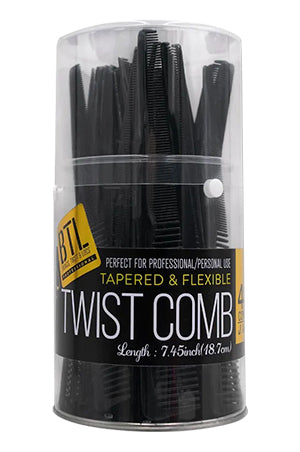 BTL Professional Twist Comb #BTLT08BLA (Black/48PC)-Jar