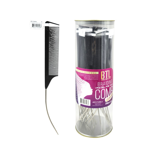 BTL Braiding Metal Pin Tail Comb (24 pcs) -Jar