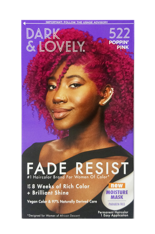 Medium Purple Dark & Lovely Fade Resist Hair Color Kit #522 Poppin' Pink