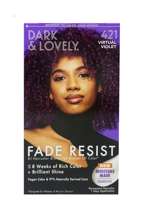 White Smoke Dark & Lovely Fade Resist Hair Color Kit #421 Virtual Violet