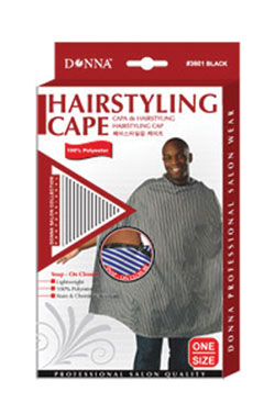 Donna HairStyling Cape Snap On Closure #3601Black/White