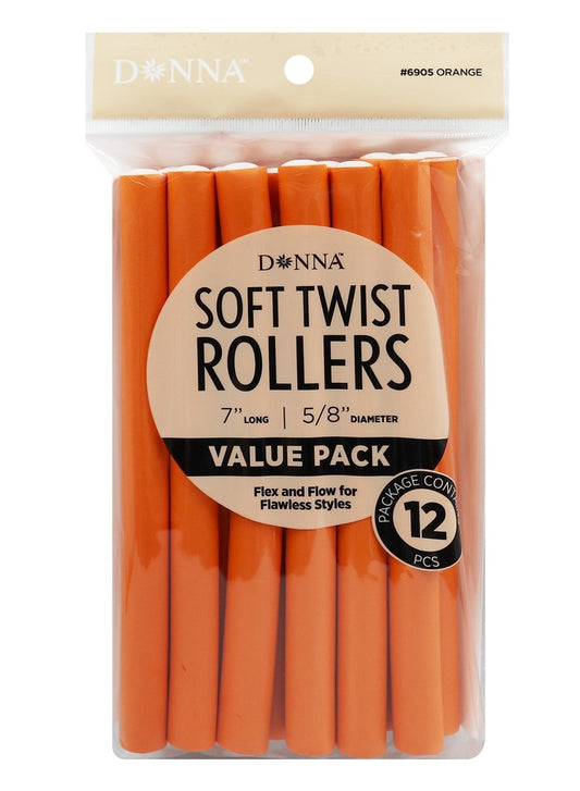 Donna Soft Twist Rollers 7" #6905 Orange -pc