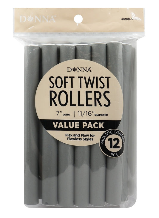 Donna Soft Twist Rollers 7" #6906 Gray -pc
