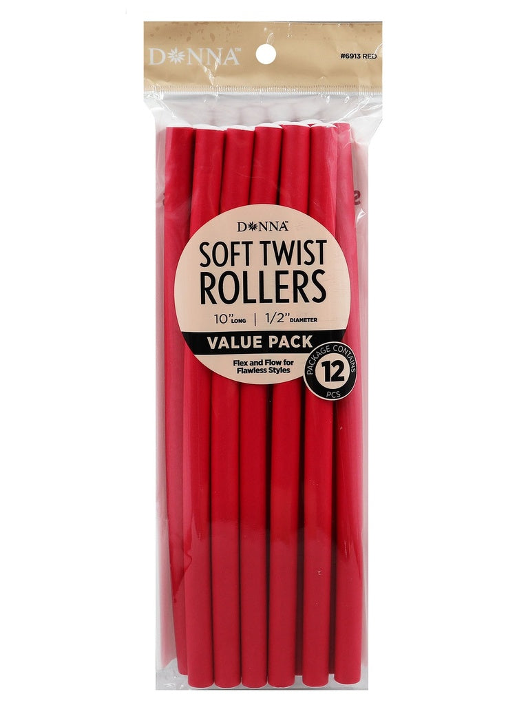 Donna Soft Twist Rollers 10" #6913 Red -pc