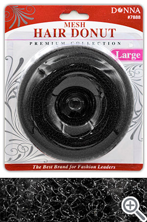 Black Donna Mesh Hair Donut-Lg#7888(Black)-dz