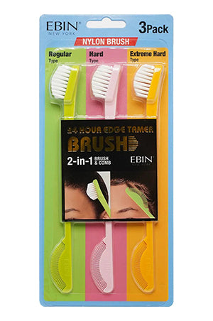 Ebin 24hr Edge tamer Brush 2in1 Nylon 3pcs/pack