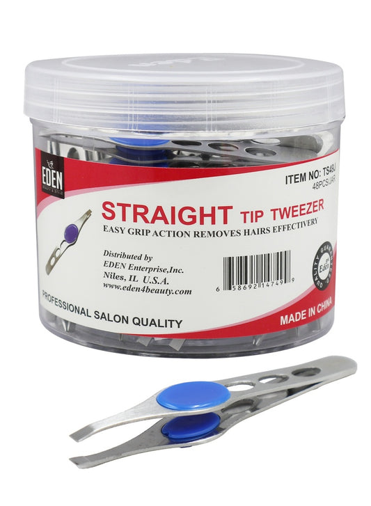 White Smoke Eden Straight Tip Tweezer #TS49J (48pc/Jar) -Jar