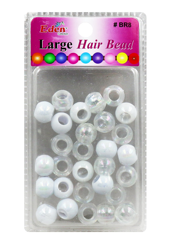 Eden LG Blister Large Round Bead -Clear&WhiteAB #BR8-CWAB -pk