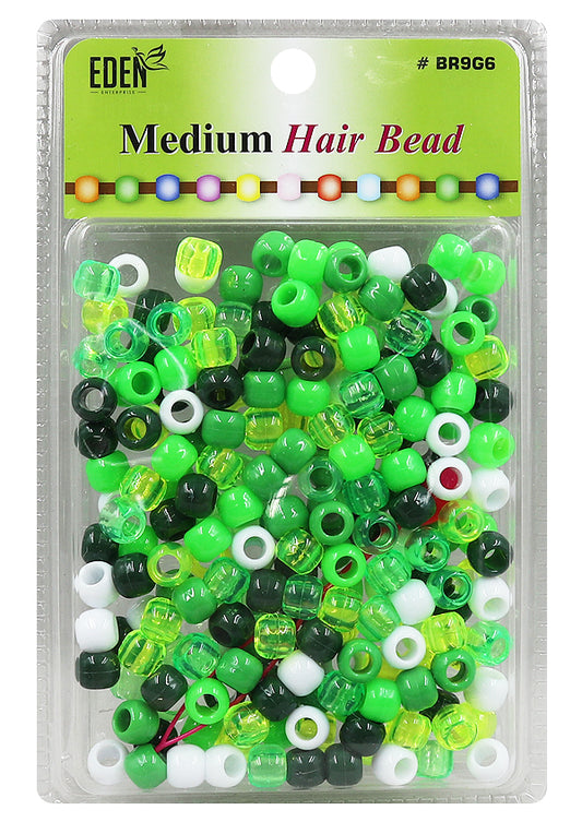 Eden XLG Blister Medium Round Bead -Green Tone Asst #BR9G6 -pk