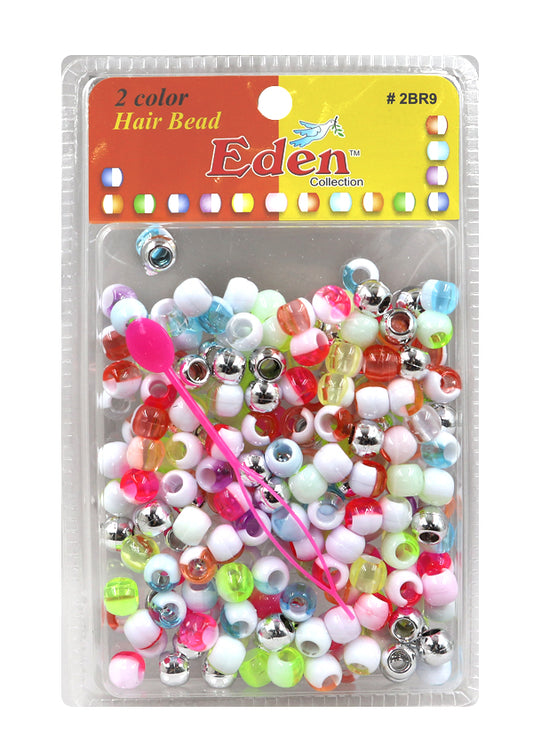 Eden 2Color MEDIUM Round Bead (Clear/Assrt/Silver) #BR9-W/CMS(#BR92WCMS) -pk