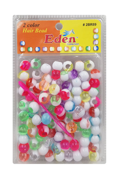 EEden 2Color XLG Blister LG Round Bead (White/Clear Assrt) #BR89-W/CM -pk