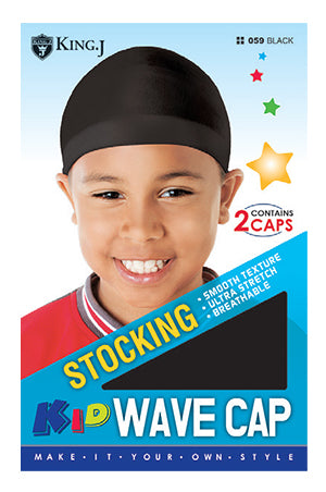 King.J kid Stocking Wave Cap#059Black-dz