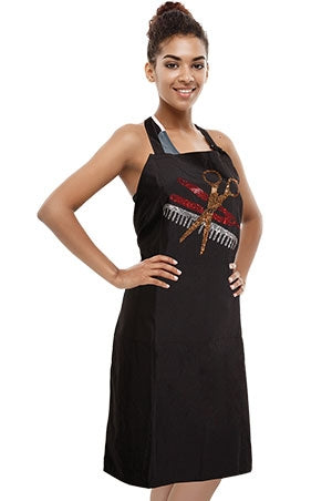 White Smoke Liz Apron AF1-IRON on Grooners Rhinestone #LIZ98862-BLACK-pc