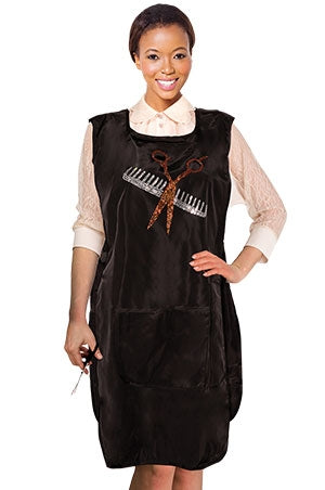 White Smoke Liz Apron AF1-SHEAR on Grooners Rhinestone #LIZ98863-BLACK-pc