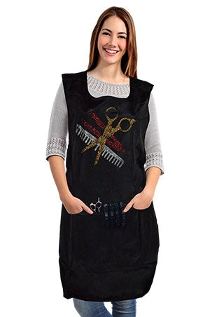 White Smoke Liz Apron IRON on Grooners Rhinestone #LIZ98866-BLACK-pc