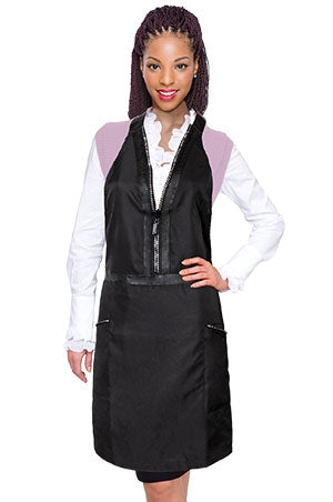 White Smoke Liz Apron Grooners Rhinestone Zipper #LIZ99350-BLACK-pc