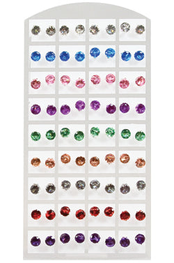Stone Earring (Round Mix-7mm) #0135