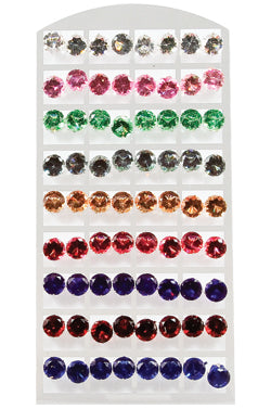 Stone Earring (Round Mix-10mm) #0141