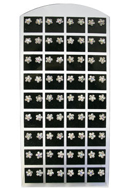 Stone Earring (Flower1 Clear-Small) #0142