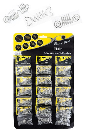 #CTS1Silver(heart & coil) Hair & Nail Ring Bead [18/pk] - pk