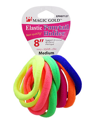 Magic Gold Ponytail Holder-Elastic(8")-Asst#EPH07127-dz