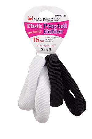 Magic Gold Ponytail Holder-Elastic(16cm)-Blk/White#EPH07131-dz